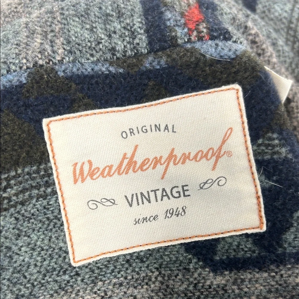Weatherproof Men's Blue gray Sweater aztec cowboy small wool jacket western